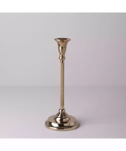 شمعدان فولادی ضد زنگ طلایی قله 28cm برند Linens کد 1741708269