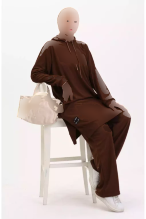 ست دوتایی تونیک کلاهدار شتری شلوار برند sefamerve کد 1742259073