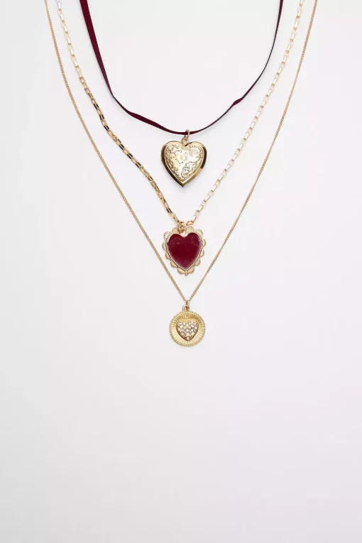 گردنبند ست زنجیردار قلبدار برند Stradivarius کد 1741933325