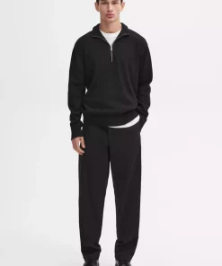 پلیور بافتنی پنبه ای یقه ایستاده زیپدار برند Massimo Dutti کد 1742113344