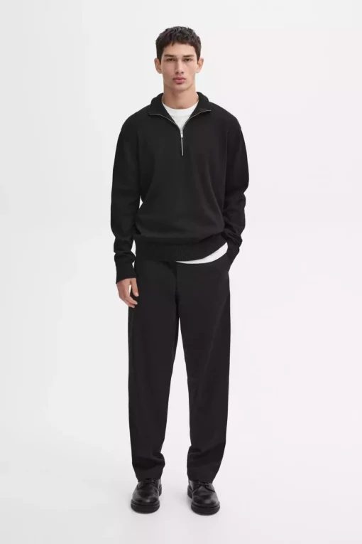 پلیور بافتنی پنبه ای یقه ایستاده زیپدار برند Massimo Dutti کد 1742113344