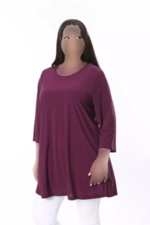 تونیک کشی آستین چاک دار یقه گرد سایز بزرگ بنفش زنانه برند Şans کد 1742224983