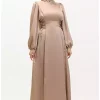 لباس مجلسی گره‎دار قهوه ای سموری برند sefamerve کد 1742329332