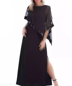 پیراهن سایز بزرگ مشکی زنانه برند Şans کد 1742210582