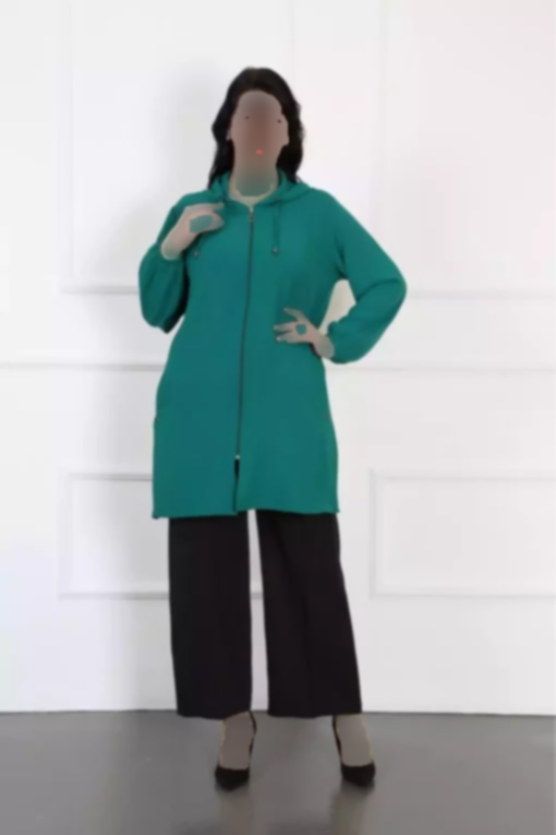 بافتنی کلاهدار پارچه سایز بزرگ سبز زمردی وارداتی زنانه برند By Alba Collection کد 1742317930