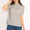 بلوز پارچه یقه دار بدون سایز بزرگ طوسی زنانه برند Şans کد 1742312470