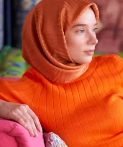 روسری ابریشمی طرح گورخری سافیر جاکار هلویی برند Madame Polo کد 1742017276