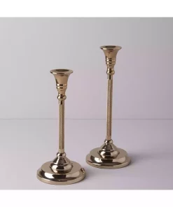 شمعدان فولادی ضد زنگ طلایی قله 28cm برند Linens کد 1741708269