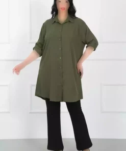 مانتو تونیک سایز بزرگ پارچه یشمی زنانه برند By Alba Collection کد 1742344865
