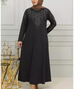 پیراهن ابریشم مصنوعی قلاب دوزی شده سایز بزرگ مشکی برند sefamerve کد 1742362869