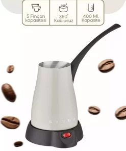 کرم دستگاه قهوه‎ساز قهوه‎جوش ترک برقی آبی برند Sinbo کد 1741585865