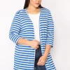 بافتنی پارچه پنبه ای راه‎راه سایز بزرگ آبی زنانه برند Şans کد 1742195530