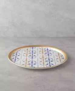 سینی آبی تیره طلایی سر نمیخورد ملامین 41cm برند English Home کد 1740968647