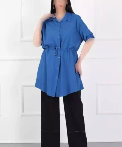 مانتو تونیک سایز بزرگ ابریشم مصنوعی پنبه گره‎دار زنانه برند By Alba Collection کد 1742337726