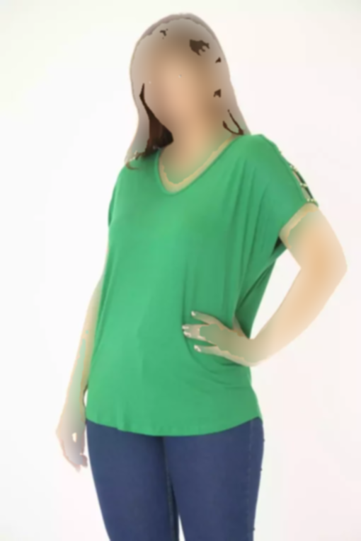 تونیک ابریشم مصنوعی مروارید دوزی شده دکولته دوشی سایز بزرگ سبز زنانه برند Şans کد 1742177587