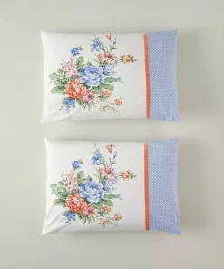 بالشت و رویه پنبه ای آبی ترکیبی رز 50x70cm برند English Home کد 1740977588