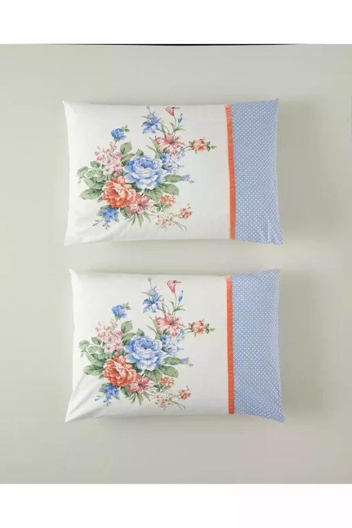 بالشت و رویه پنبه ای آبی ترکیبی رز 50x70cm برند English Home کد 1740977588