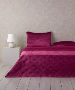 ست روتختی دو نفره مخملی سرخابی الماس برند English Home کد 1743503110