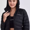 کاپشن بلند مشکی زنانه ژاکت کلاه دار برند Skechers کد 1743730523