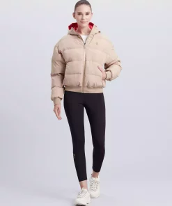 کاپشن پفی بژ زنانه ژاکت کلاه دار برند Skechers کد 1743733865