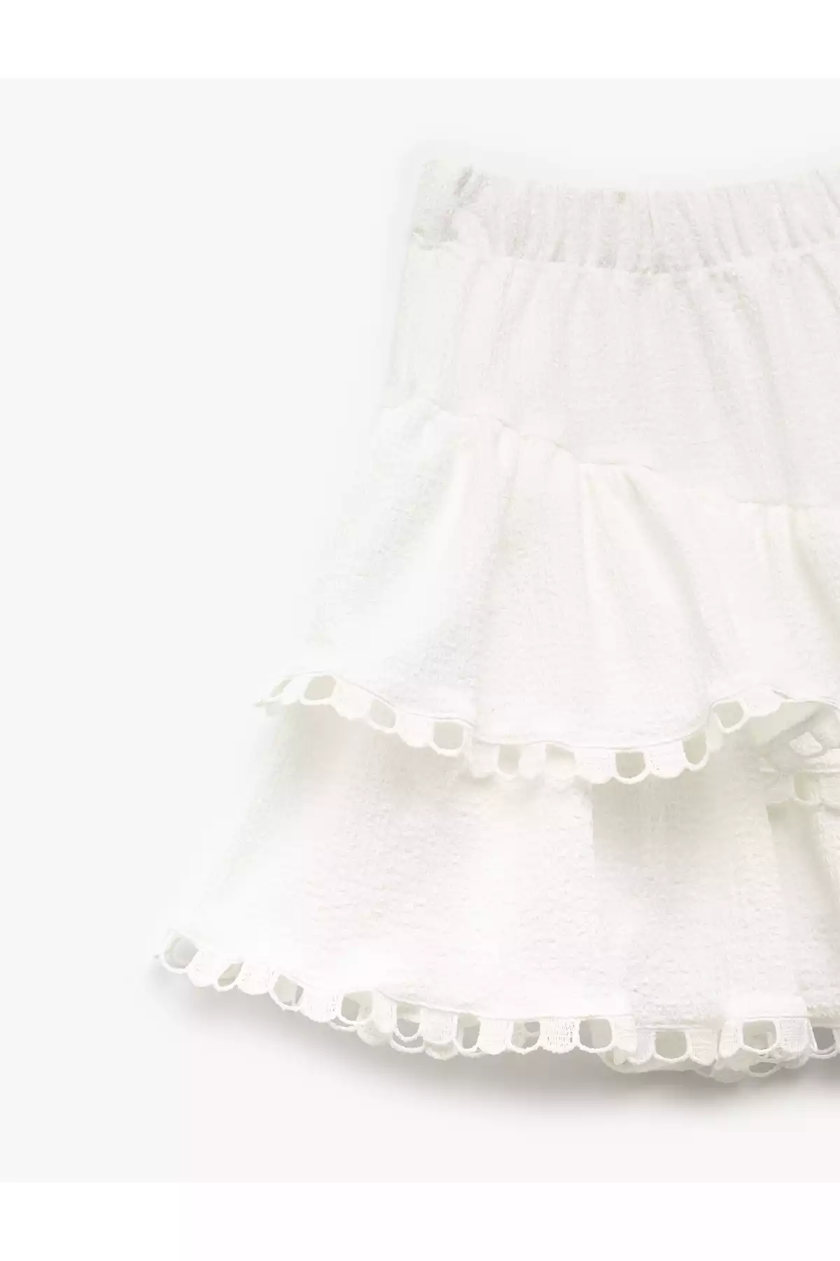 دامن کوچک طبقه دار کمر کشی طرح توری برند Koton کد 1745728266