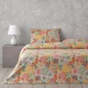 ست کاور سرویس خواب دو نفره نارنجی صورتی قابل اتو کشی راحت شکوفه می دهد 200x220cm برند English Home کد 1743503445
