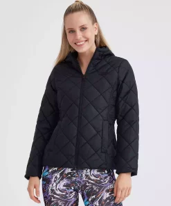 کاپشن کاپیتون مشکی زنانه ژاکت کلاه دار برند Skechers کد 1743730526