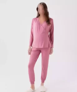 ست لباس راحتی بارداری ساده آستین بلند یقه هفت برند LC Waikiki کد 1745066530