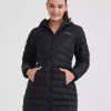 کاپشن بلند مشکی زنانه ژاکت کلاه دار برند Skechers کد 1743730523