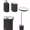 فرچه دستشویی ظرف صابون سطل زباله ست سرویس بهداشتی دندان مشکی (چینی) (فولاد) برند IKEA کد 1748323442