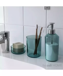 ظرف صابون ست سرویس بهداشتی شیشه ای شفاف طوسی برند IKEA کد 1748328068
