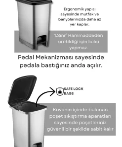 سطل زباله 15lt خاکستری آنتراسیت eco برند Nandy Home کد 1748323270