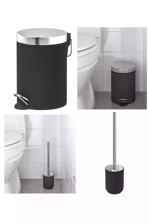 فرچه دستشویی سطل جعبه زباله ست سرویس بهداشتی 3lt مشکی / برند IKEA کد 1748328063