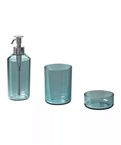 ظرف صابون ست سرویس بهداشتی شیشه ای شفاف طوسی برند IKEA کد 1748328068