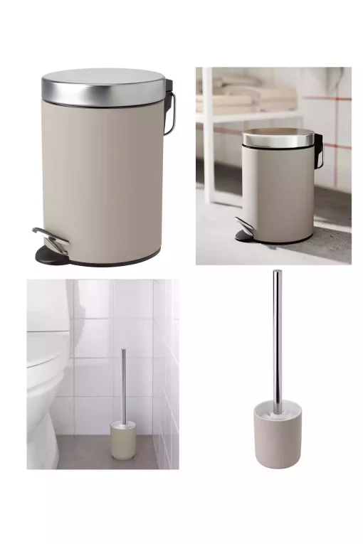 فرچه دستشویی سطل جعبه زباله ست سرویس بهداشتی 3lt بژ / برند IKEA کد 1748323391