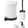 فرچه دستشویی ظرف صابون سطل زباله ست سرویس بهداشتی پلاستیکی فولادی دندان سفید برند IKEA کد 1748323387