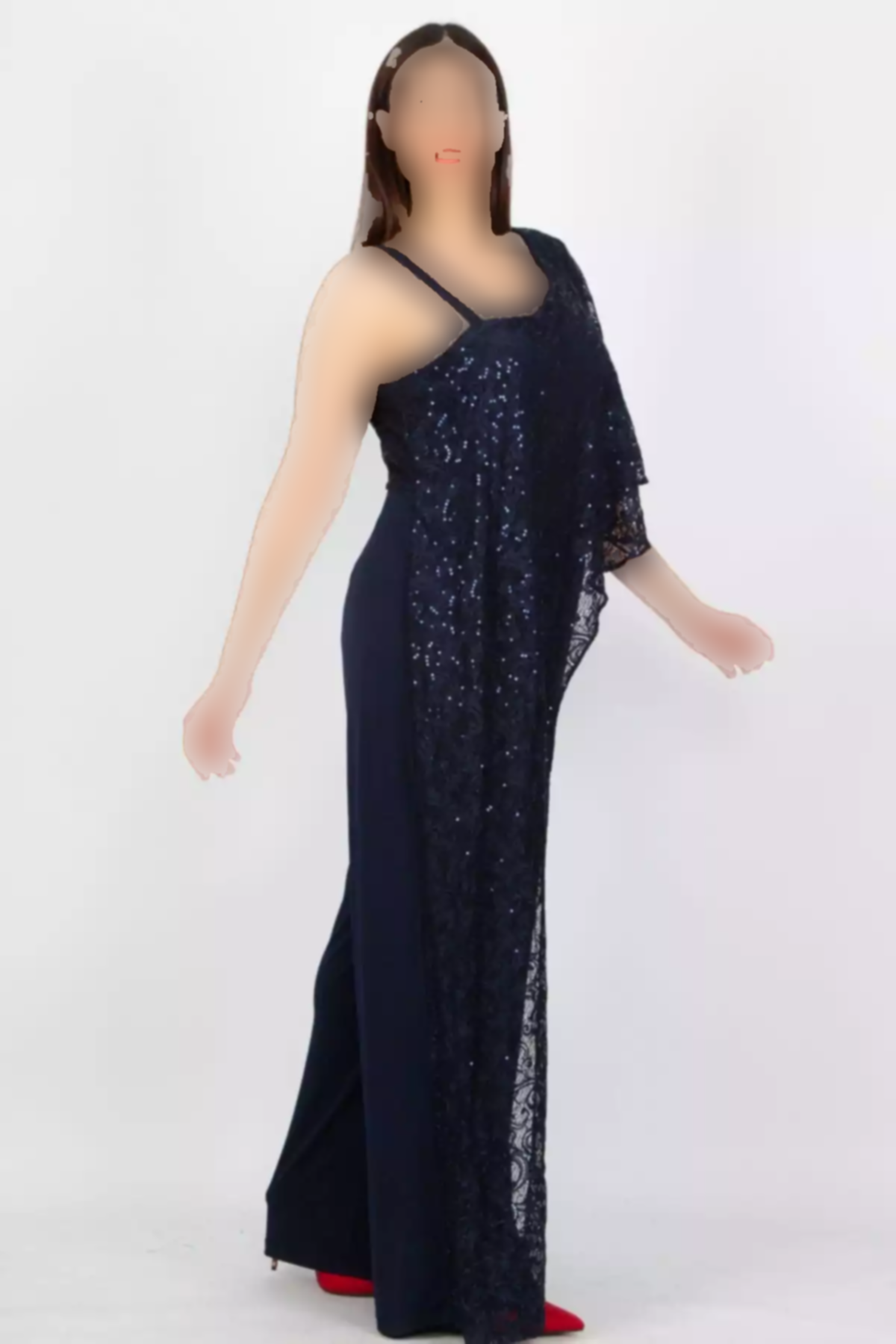 سرهمی طرح توری سایز بزرگ سرمه ای زنانه برند Şans کد 1750954630