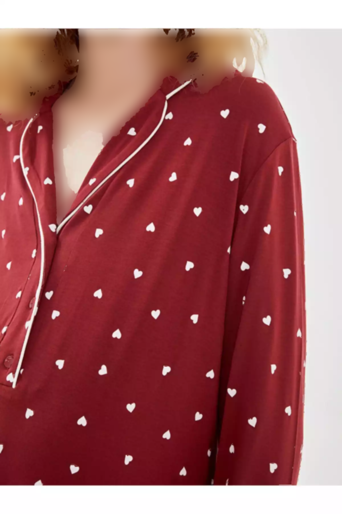 سرهمی بارداری پیراهن یقه خالدار رویای بورگوندی برند LC Waikiki کد 1750981865