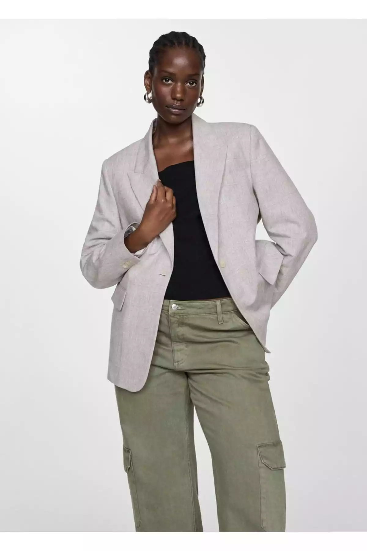 کت کتان طرحدار برند MANGO کد 1749070263