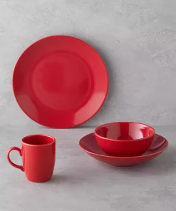 سرویس غذاخوری سرامیک ست تک نفره 4تکه قرمز هچا برند English Home کد 1750188190