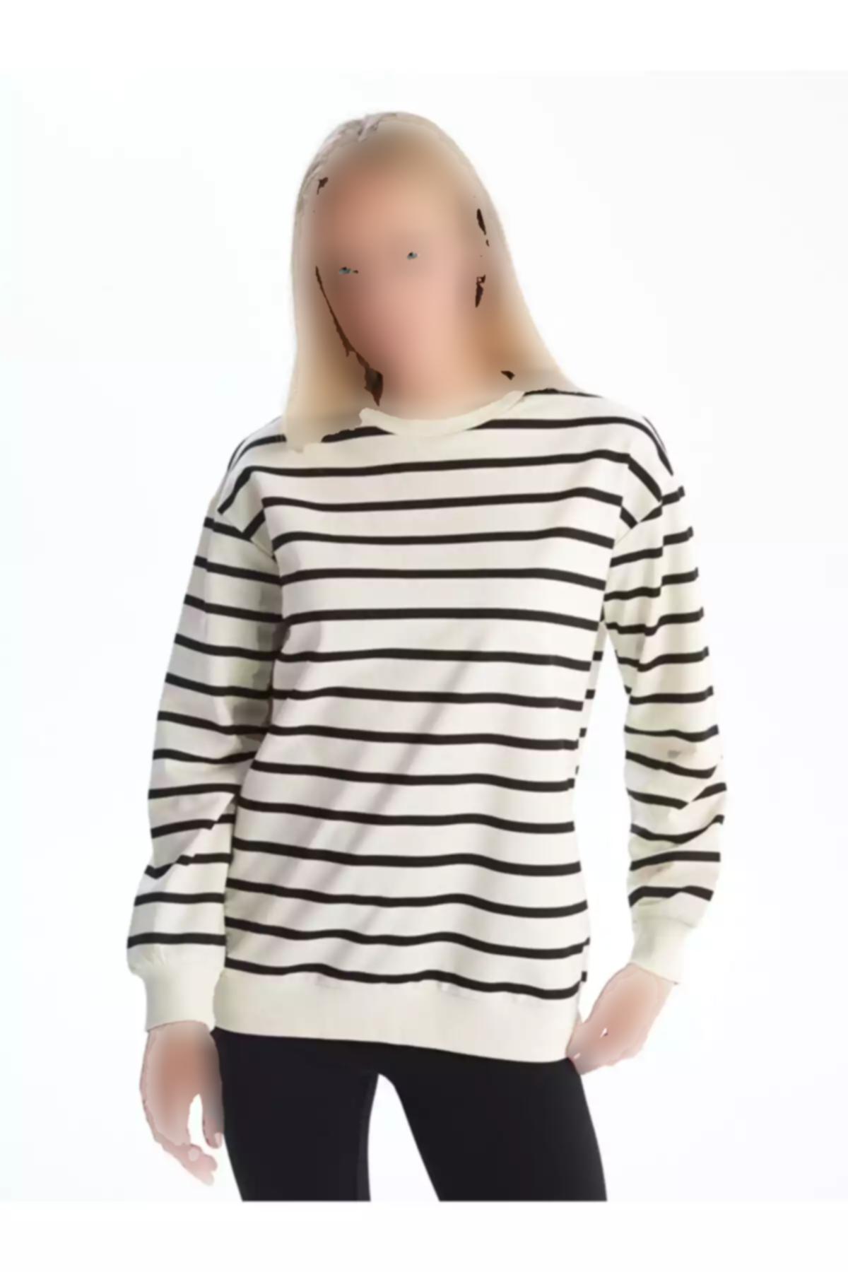 سوییشرت راهراه یقه گرد زنانه برند LC Waikiki کد 1750991465