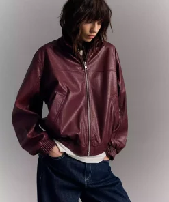 کت چرم گشاد مصنوعی برند Bershka کد 1749051670