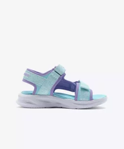 صندل براق نورانی بزرگ آبی دخترانه چپ برند Skechers کد 1750963753