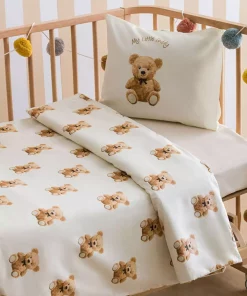 ست کاور سرویس خواب کودک چاپی Teddy خرس کوچولو شیری 100پنبه برند LC Waikiki کد 1750049227