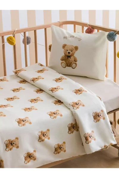 ست کاور سرویس خواب کودک چاپی Teddy خرس کوچولو شیری 100پنبه برند LC Waikiki کد 1750049227