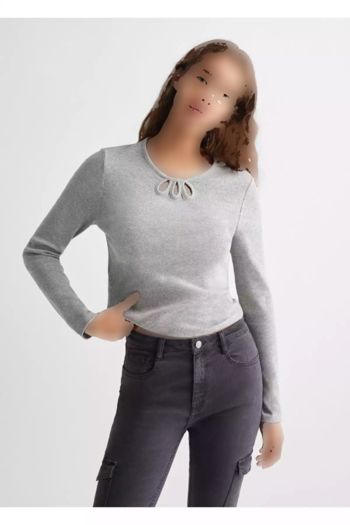 تیشرت فلزی طوسی دخترانه برند MANGO کد 1749858065