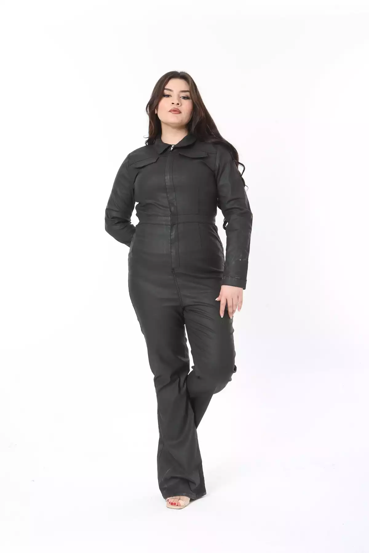 سرهمی جیب دار پارچه گشاد پوشش سایز بزرگ زیپدار مشکی زنانه برند Şans کد 1750954751