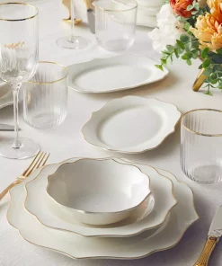 سرویس غذاخوری چینی 6نفره 27تکه طلایی والنسیا برند English Home کد 1750188127