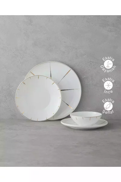 سرویس غذاخوری چینی 6نفره 27تکه طلایی برند English Home کد 1750188072