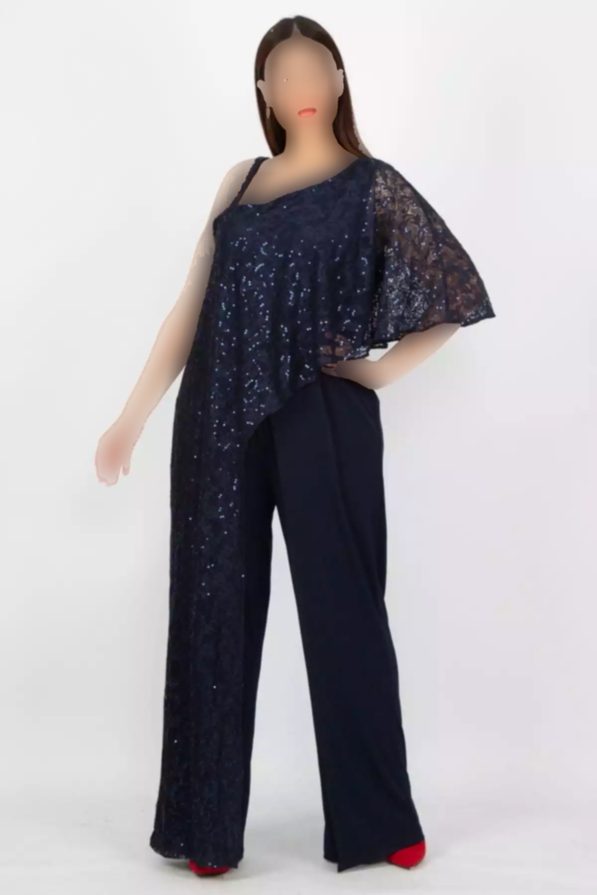 سرهمی طرح توری سایز بزرگ سرمه ای زنانه برند Şans کد 1750954630